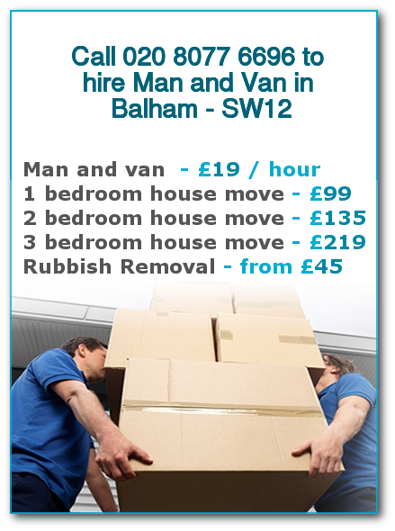 Man & Van Prices for London, Balham