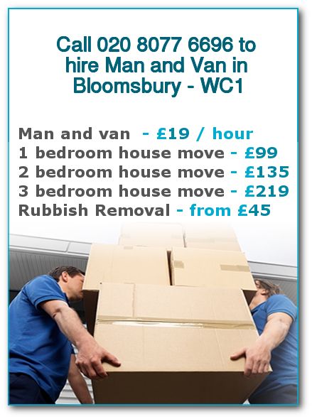 Man & Van Prices for London, Bloomsbury