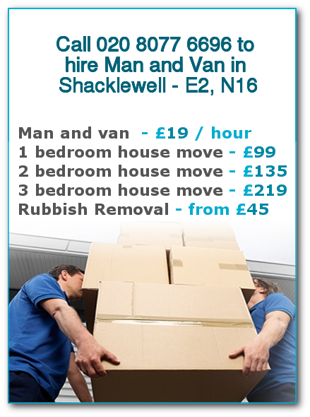 Man & Van Prices for London, Shacklewell
